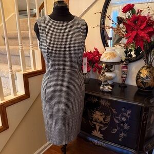 *Calvin Klein Black and White Checkered Midi Dress